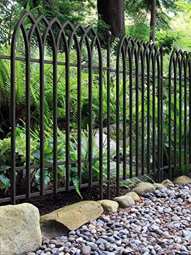 Panacea Products Panneau de clôture et Poteau | Bordure décorative en Acier revêtu de Poudre | Style Fer forgé Section de clôture Gothique.