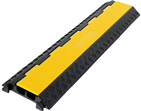 Pronomic Protector 2-100L V3 Puente para Cables 2-Canal con Conexión en V - 100 x 25 x 5 cm - Canal para Cables de Plástico para Eventos - Protección para Cables en el Suelo - Negro/Amarillo Señal