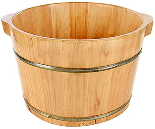 Foot Tub Wooden Foot Basin Wooden Foot Basin, Sturdy and Durable Natural Thick Wooden Sauna Foot Tub，Soak Massage Feet to Improve Sleep (Color : Thicken) foot Bath Wooden Bucket Foot Spa Household Was