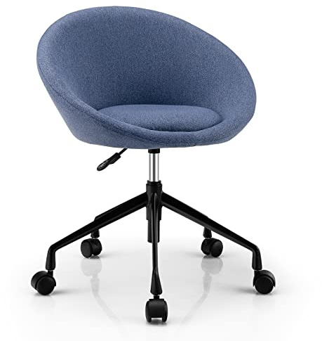 COSTWAY Swivel Office Chair, Ergonomic Computer Desk Chair Leisure Accent Vanity Seat, Height Adjustable Semicircular Rolling Executive Task Chairs for Home Office Bedroom (Blue)