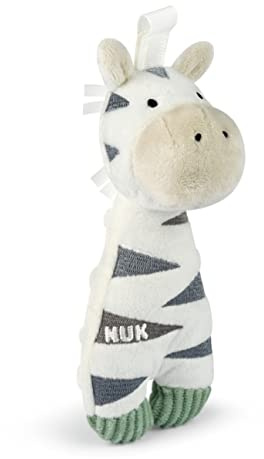 NUK Little Friend Kuscheltier & Star Babyschnuller | 0–6 Monate | mit integriertem Schnuller-Clip | für Schnuller mit Ring | flauschiges Kuscheltier im Zebra-Design