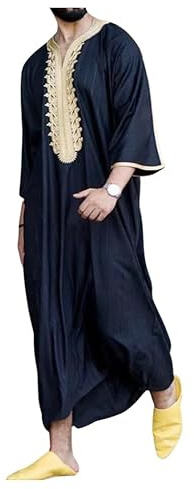 Greatfool Kaftano Uomo con Finiture di Alta qualità - Vestito Arabo Uomo in Stile Kaftan Marocchino discreto e Raffinato - XL