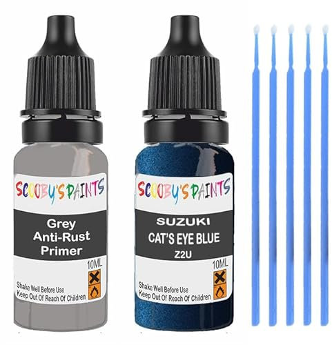 SCOOBYS PAINTS BACK IN THE MIX Touch Up Paint For Suzuki Cat'S Eye Blue Z2U Scratch Stone Chip Repair With Grey Primer