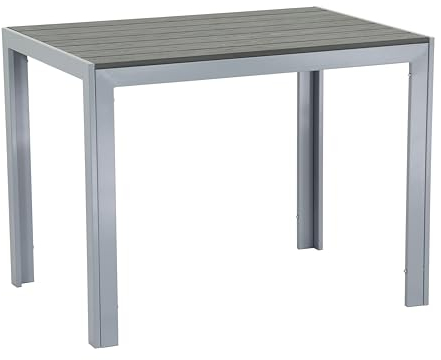 Gardissimo Aluminium Gartentisch Soul 100x70 Silber mit Nonwood Tischplatte, absolut wetterfest