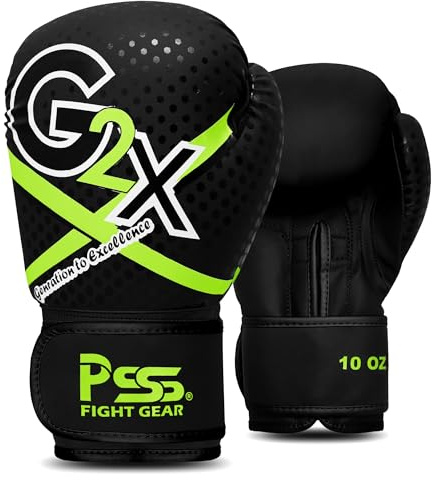 PSS Boxningshandskar för barn/ungdomsträning sparring, kickboxning, Muay Thai, MMA, tung boxningssäck vantar fokuskuddar träning hållbart PU-läder, skum stoppning 4 6 8 284 g (svart, 113 ml)
