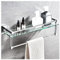 KTREZ Badezimmerregal aus gehärtetem Glas mit Handtuchstange, rechteckig, wandmontiert, Duschaufbewahrung, extra dickes Glas, 30 cm/40 cm/50 cm/60 cm mit gebürstetem Silber-Finish, silberfarben, 60 cm