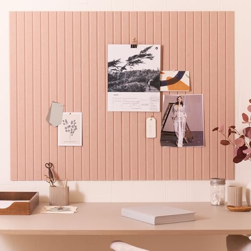 Large Felt Bulletin Board - Stylish Perfectly Sized 35 x 47 Cork Board Alternative for Office & Wall Decor – 12 Customizable Adhesive Tiles w/Golden Pins are Perfect to Display Your Photos