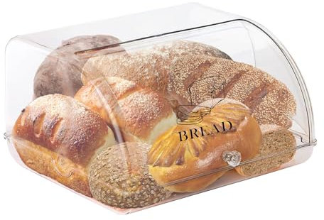 Boîte à Pain Pour Comptoir de Cuisine, Acrylique Boîte de Conservation de Pain Avec Couvercle Transparent, Conservateur de Pain Pour Pain, Toast, Bagel, Beignet et Biscuits Faits Maison 30×13×27 cm