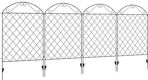 Outsunny Vallas de Jardín Exterior de 4 Paneles 88x110 cm Vallas de Jardín Metálicas Vallas Decorativas con Ángulo Ajustable para Patio Terraza Negro