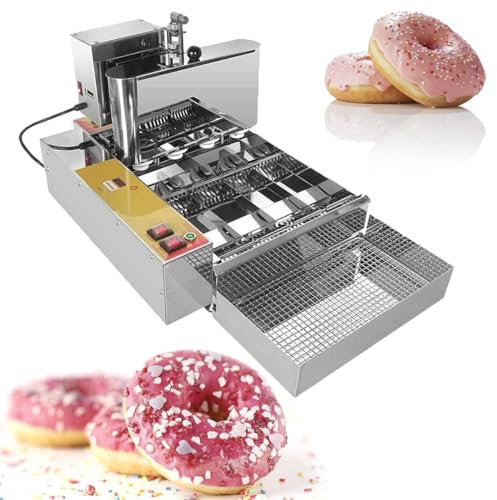 IUokLU Macchina per Ciambelle Automatica a 4 File 2800 W in Acciaio Inox per Snack e Ciambelle Mini Macchina per Ciambelle Spessore Regolabile in Acciaio Inox,