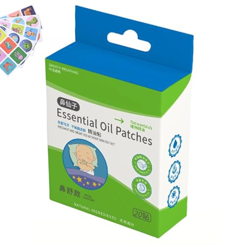 Weqizuerqi Pack of 20 Nose Plasters, Baby Sleeping Plasters, Nose Clogged Nose Plasters, Natural Plasters, Skin-Friendly Materials for Children from 6 Months, Better Sleep Quality