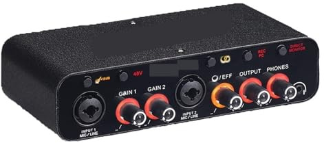 Tarjeta De Sonido Portátil Profesional De 2 Canales, Consola Mini USB For Estudio De Grabación De Guitarra,Claridad de sonido excepcional