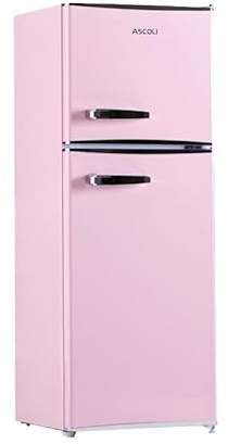 ASCOLI 120L Freestanding Retro Fridge, 88L/32L, Direct Cooling, Mechanical Control, Removable Air Seal, Adjustable Tempered Glass Shelves, Led Light