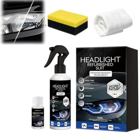 Kit ripristino fari auto, kit liquido ripristino fari automobilistici, rimuove l'ingiallimento, migliora la chiarezza e la visibilità, correzione rapida e sicura, effetto di lunga durata (1set)