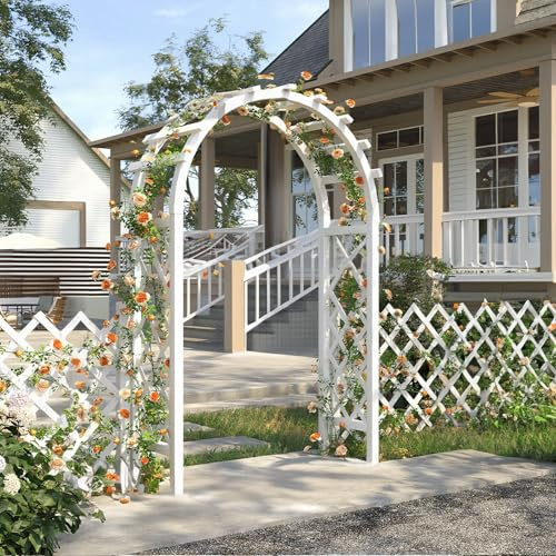 EleArbor - Arco de jardín de madera independiente para plantas trepadoras, 225 cm, ideal para decoración al aire libre para bodas, fiestas y jardines