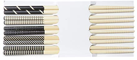 Cosy & Trendy CF03M/BLACK-Lotto di 5 Paia di Bacchette Cinesi, Legno, Nero, 22.5 cm