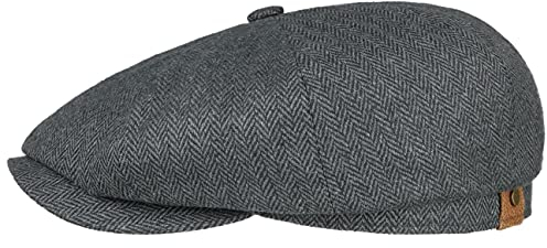 Stetson Hatteras Schirmmütze Ballonmütze Flatcap Fischgratmuster UV 40+ Damen Herren Sommer Winter schwarz-grau 61 cm