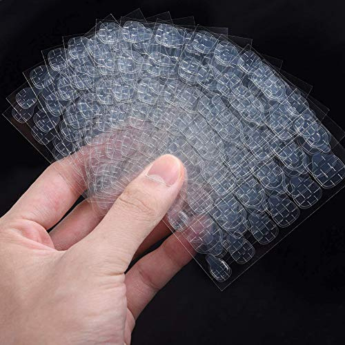 HUPOO Double-Side Glue Nail Sticker, Transparent, Non-Toxic, 240 Pieces (10 Sheets), Crystal, Rectangular, Indoor Use, Nail Sticker