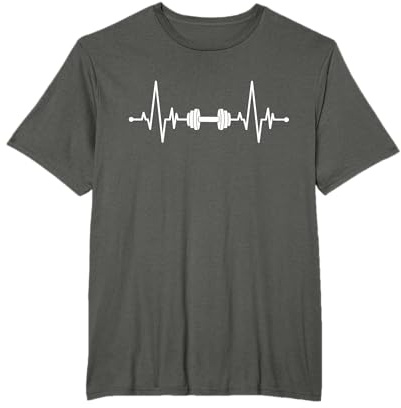 Herzschlag Kurzhantel Hantel Heartbeat EKG Puls Home Gym T-Shirt