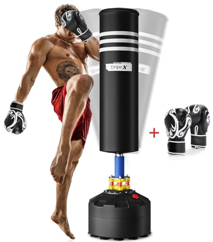 Dripex Free Standing Punch Bag with Boxing Gloves, Heavy Duty Boxing Bag with 12 Suction Cups - 69, Stable Pedestal Punching Bag for Adult Men Youth, MMA Muay Thai Kickboxing Home Gym Training
