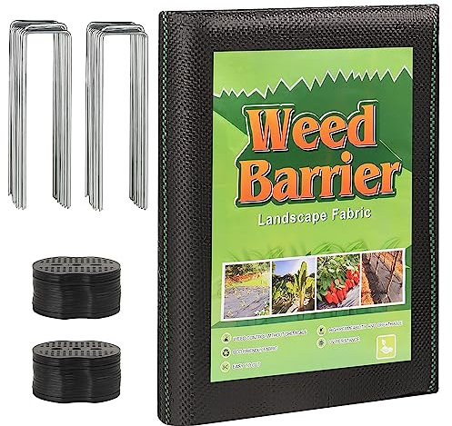 BEGONDIS Heavy Duty Weed Control Membrane with Garden Pegs- Premium Garden Membrane for Weed Barrier, Landscaping Fabric & Ground Cover & Weed Block (20m² (10m x 2m))