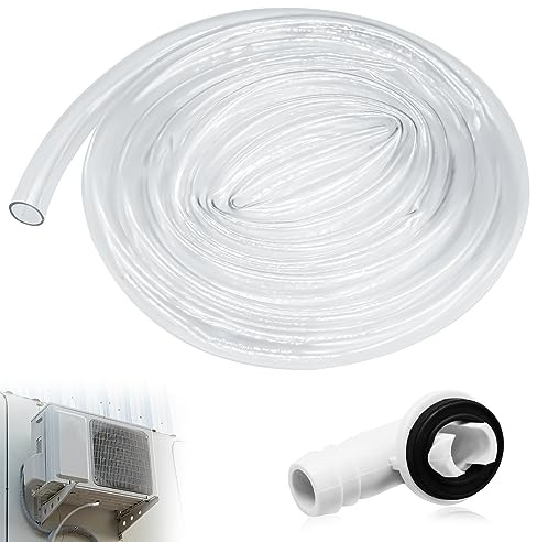 6Ft Portable Air Conditioner Drain Hose, 3/5 Inch Leakproof AC Drain Hose Kit, Universal AC Drain Hose Drain Pipe Replacement with Hose Connector and Clamp, Window Air Conditioner Unit Parts