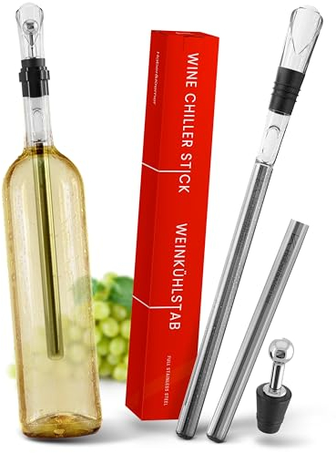Haber&Kremer® (2x) Weinkühlstab - Perfekte Kühlung - Hochwertiger Weinkühler Stab verkörpert Eleganz - Enthält praktischen Acryl Ausgießer & zuverlässigen Verschlussstopfen