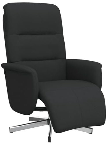 vidaXL Relaxsessel, Drehbar Sessel mit Liegefunktion, Fernsehsessel Verstellbare Rückenlehne Fußteil, Liegesessel Ruhesessel Polstersessel, Schwarz Stoff
