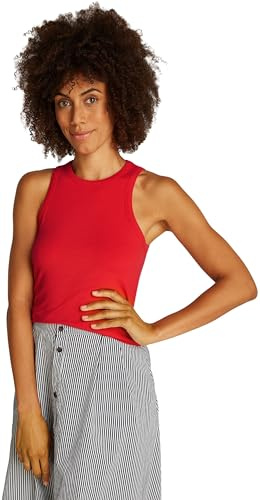Tommy Hilfiger Damen Top Slim Rib Tank Top mit Stretch, Rot (Primary Red), M