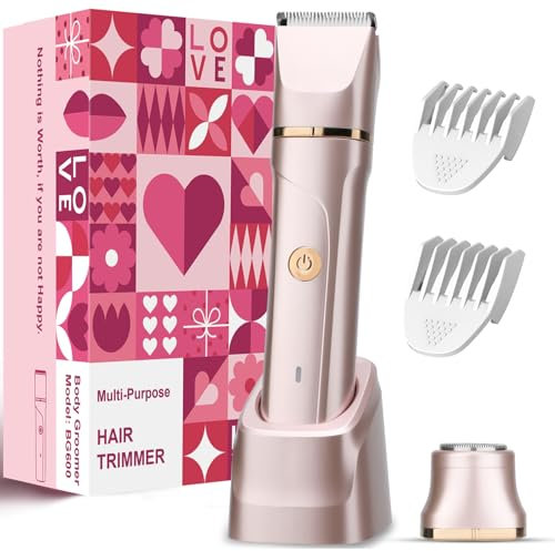 RAXMETRY Gesichtshaarentferner für Frauen, 2-In-1 Elektrischer Rasierer Damen, Intimrasierer für Frauen, Wiederaufladbar mit USB-Ladestation, Trimmer Damen für Bikinizone Achseln, Ipx7 Wasserdicht