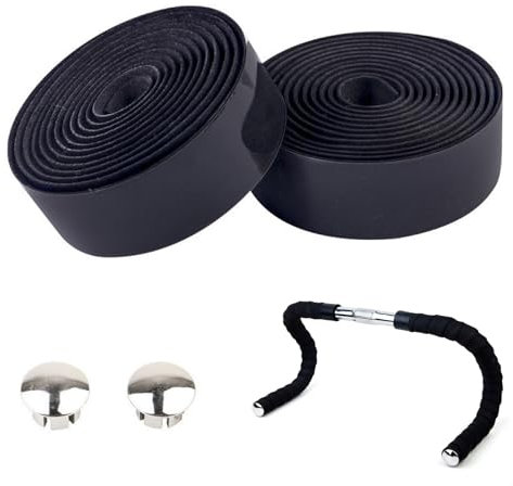 Peysaitr Cycling Fahrrad Lenkerband, 1 Rollen Bequem Lenkerband und 2 Stück Lenkerstopfen, Fahrrad Lenkerstopfen für Rennrad und Urban Cycling