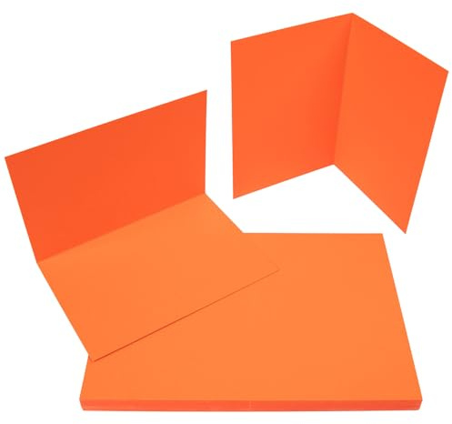 PresentFill® Biglietti pieghevoli vuoti in rosso rubino - 50 biglietti pieghevoli A6, ideali per progettare, scrivere o stampare biglietti - adatti per buste C6