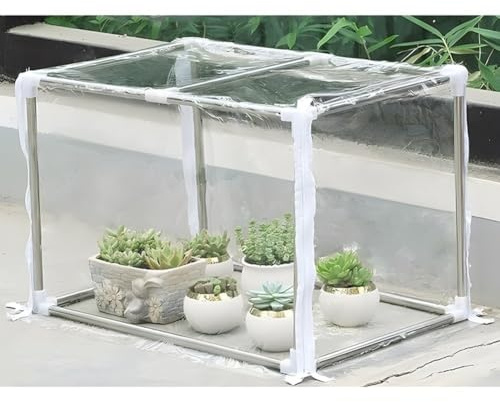 Mini-växthus, bärbart trädgårdstält med transparent PVC-lock, växthus med rostfritt stålrör, lätt att montera, för trädgård (klar-A, 120 x 50 x 50 cm)
