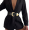 WHIPPY Damen Breiter Gürtel Taillengürtel Stretch für Kleid Elastischer Gürtel Hüftgürtel für Damen Goldener Schnalle, schwarz 39