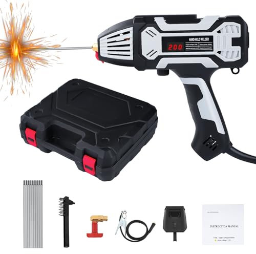 Uadme Welding Machine Handheld, Portable 220V ARC Stick Welder 20-200A Variable Current Adjustment, IGBT Inverter Digital Display, Hand Held Welder Gun Set for 1/16-1/8 (1.6-3.2mm) Rods