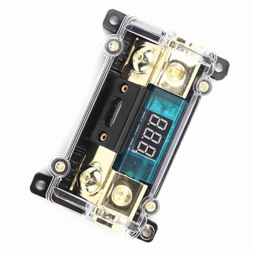 KIMISS Caja de Bloque de Distribución de Potencia de Audio 250A - Pantalla Digital del Soporte de Fusibles de Alimentación de Automóviles - Bloque de Distribución de Tierra de 4 Vías (250A)