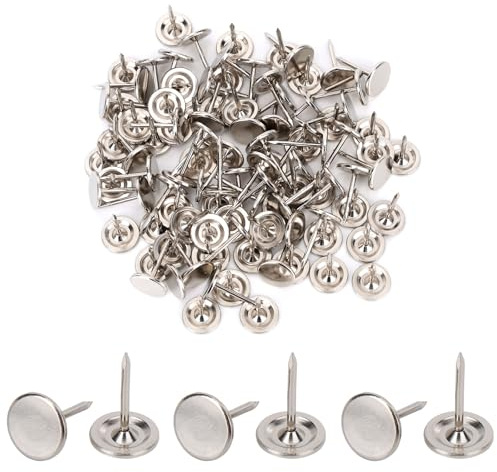 200st Kraftiga Häftstift, Platta Nålstift för Anslagstavla Dekorativa Spikar Häftstift Klädspikar för Vägg Hängande Foton Hem Möbler Soffa Hantverk Kontor DIY Dekoration (Silver)