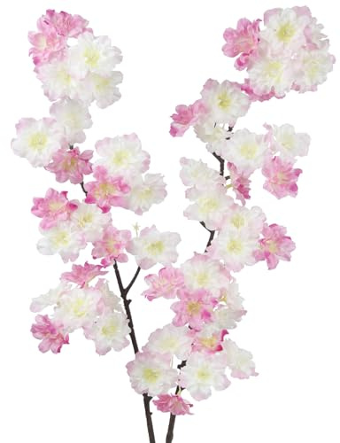 CEWUDA 2 Pezzi Fiori Artificiali di Ciliegio Rami Rosa Fiori Finti Lunghi Steli Seta 105 cm per Composizioni di Vasi Tavoli da Matrimonio Giardino Bouquet da Sposa Partito Decorazione