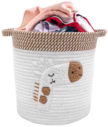 Cesta de almacenamiento para niños de algodón, cestas de almacenamiento para habitación infantil con asas, cesta de almacenamiento para bebés, gran regalo para futuros padres, para estantes, baño