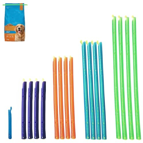 17 piezas Sealing Sticks en 5 tamaños, Reutilizable, estanque al aire y resistente a la humedad para alimentos frescos, aperitivos e ingredientes de cocina, pinzas para bolsas de alimentos