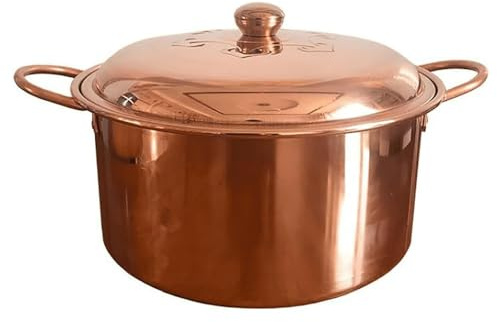 Sartén de cobre recubierto de estaño con tapa, conducción de calor excepcional para resultados de cocción perfectos (26 cm)