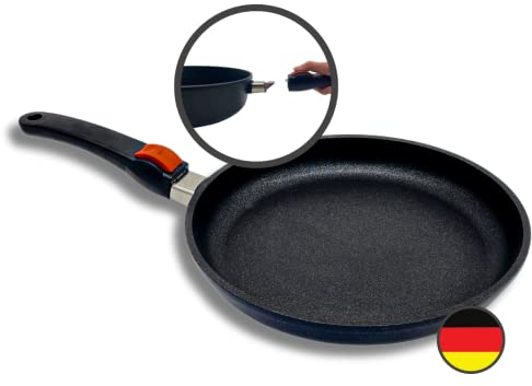 SKK 23214 Series 7 flache Bratpfanne – Energiesparende Aluguss-Pfanne mit abnehmbarem Griff, PFOA-frei, extrem langlebig, induktionsgeeignet, backofenfest – Ø 32 cm