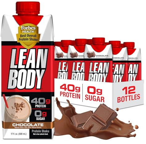 Labrada Lean Body Ready-to-Drink Chocolate Protein Shake, 40g Protein, Whey Blend, 0 Sugar, Gluten Free, 22 Vitamins & Minerals, LABRADA, 17 Fl Oz (Pack of 12)