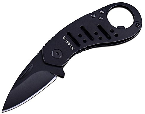 Promithi Coltello pieghevole multiuso con anello portachiavi, mini coltello tascabile, coltello pieghevole, coltello pieghevole con apribottiglie, adatto per il campeggio e le escursioni all'aperto