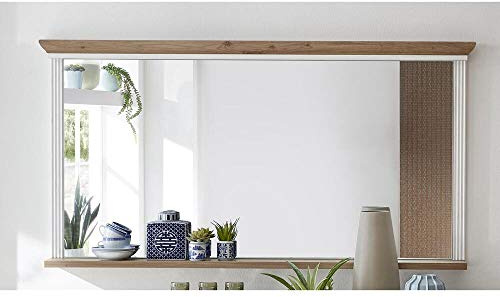 Lomadox Spiegel mit Rahmen und Ablageboden Landhaus Wandspiegel Pinie hell & Artisan Eiche