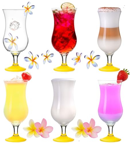 PLATINUX Bicchieri da cocktail 400ml (max. 470ml) in vetro Set 6 pezzi Longdrink Bicchieri da milkshake Grande Giallo
