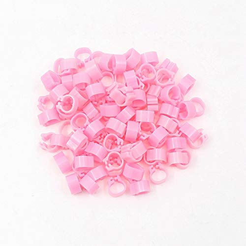 VIGAN 100PCS Birds Feet Rings Inner Diameter 8MM Plastic Clip Ring Pigeon Foot Ring (100PCS Pink)