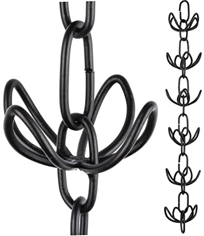 Regnkedjor av JASINC Lily tråd regnkedja, aluminium, 8,5 fot längd, svart pulverbelagd, för att ersätta takrännan, JAS1001BLK