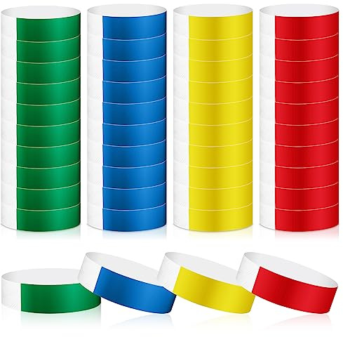 200 nastri di ingresso per eventi, impermeabili, con chiusura adesiva, 4 colori neon eventi, colore verde, rosso, giallo, blu)