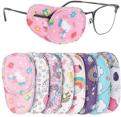 8 Pièces Cache Oeil Enfant Masques pour les Yeux Colorés pour Enfants Gauche et Droit pour Enfants Garçons Filles Cache Oeil pour Lunettes